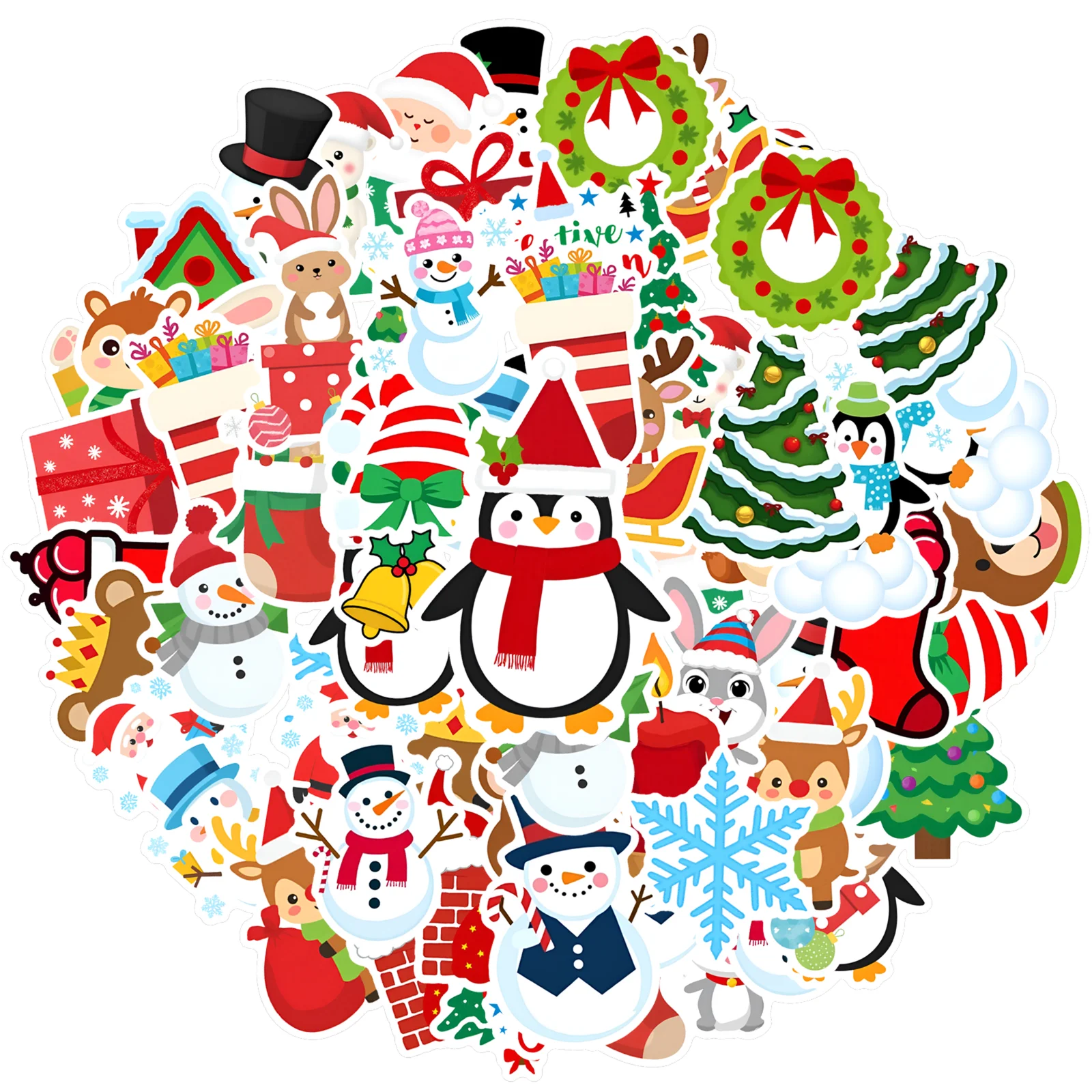 

35pcs-50pcs Jolly Christmas Stickers Cartoon Celebration Stickers DIY Stickers For Notebook Luggage Mobile Phone Cup