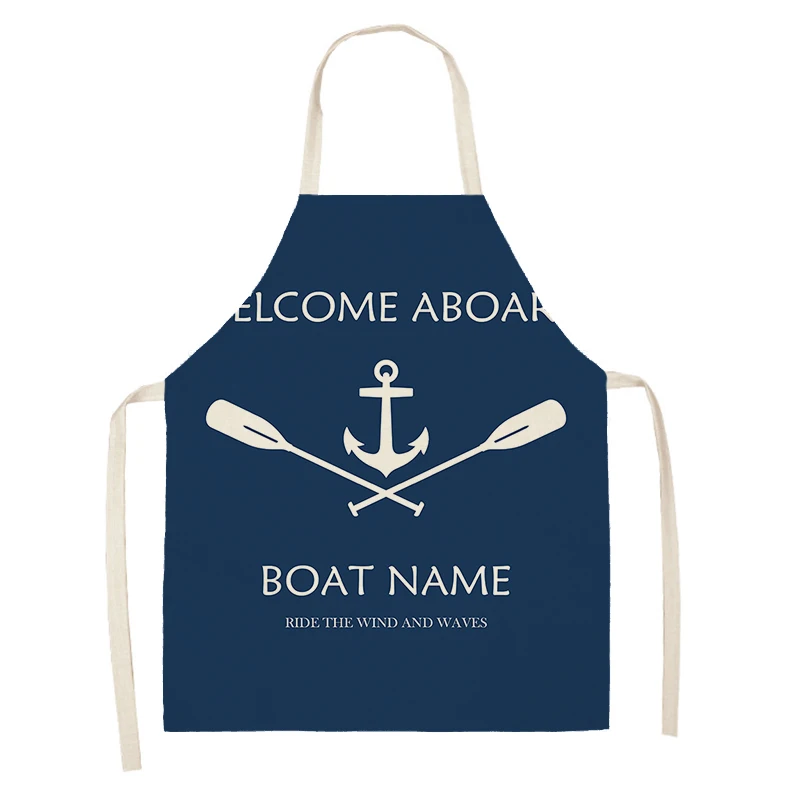 Dark Blue Nautical Collection Women\'s Kitchen Aprons Restaurant Chefs Household Cleaning Men\'s Aprons Customizable Aprons