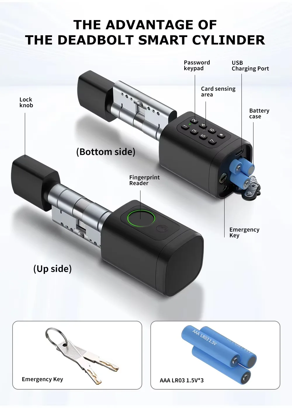 Adjustable Electronic Smart Door Cylinder Lock TTLock App Easy Installation WiFi Connectivity Memory Card SDK Israel Euro