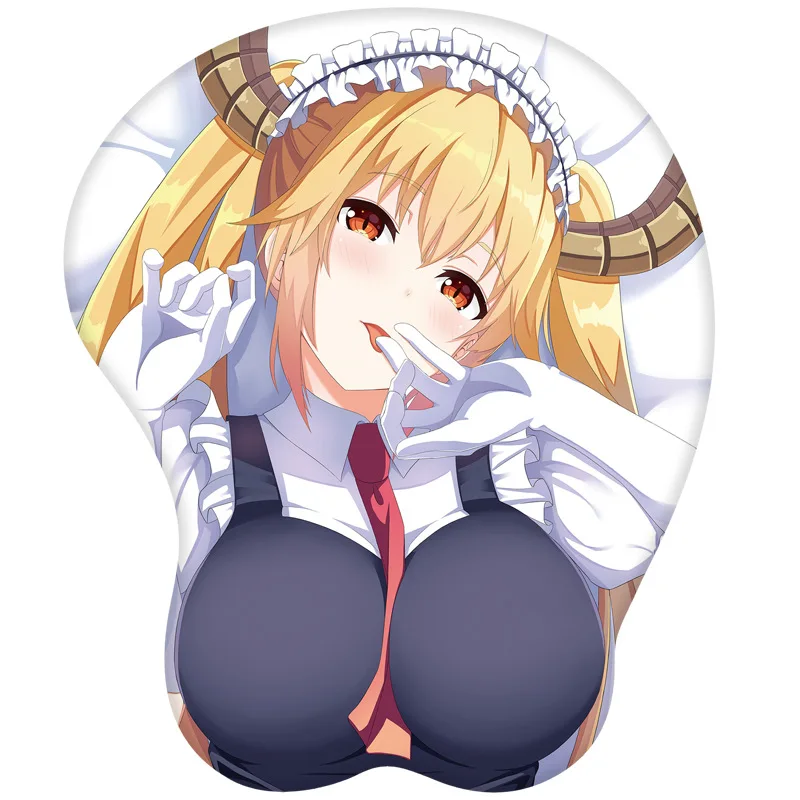 Miss Kobayashi's Dragon Maid Anime Mouse Pad 3D Breast Mousepad Tohru Kanna Wrist Rest Silicone Gaming Mouse Mat