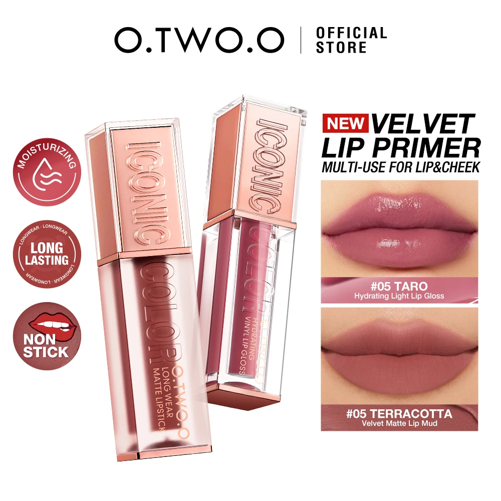 O.TWO.O Lipstick Lip Tint Matte Glossy Color-Locking Waterproof Transfer-Proof Glow Smooth Non-Sticky Lip Glaze Lipstick Makeup