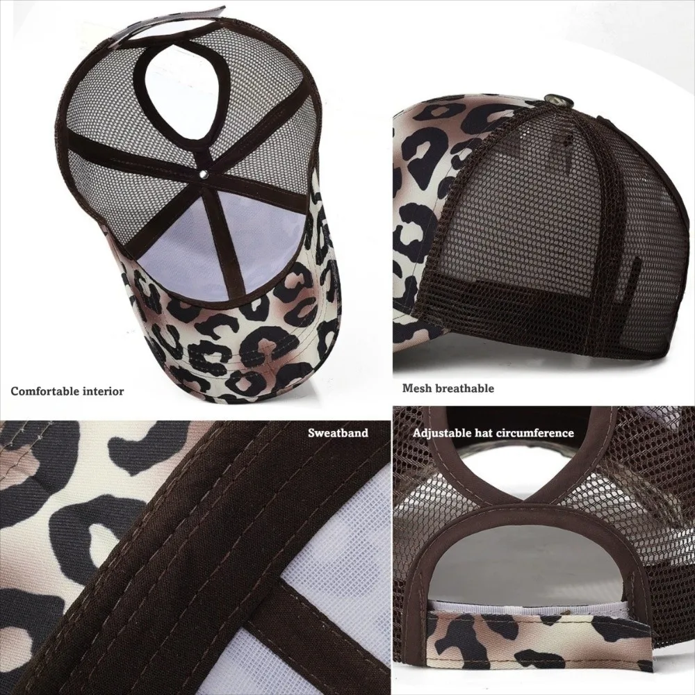 UV Protection Mesh Baseball Caps Breathable Mesh Hollow Out Back Sun Hats Adjustable High Ponytail Design Visor Hat