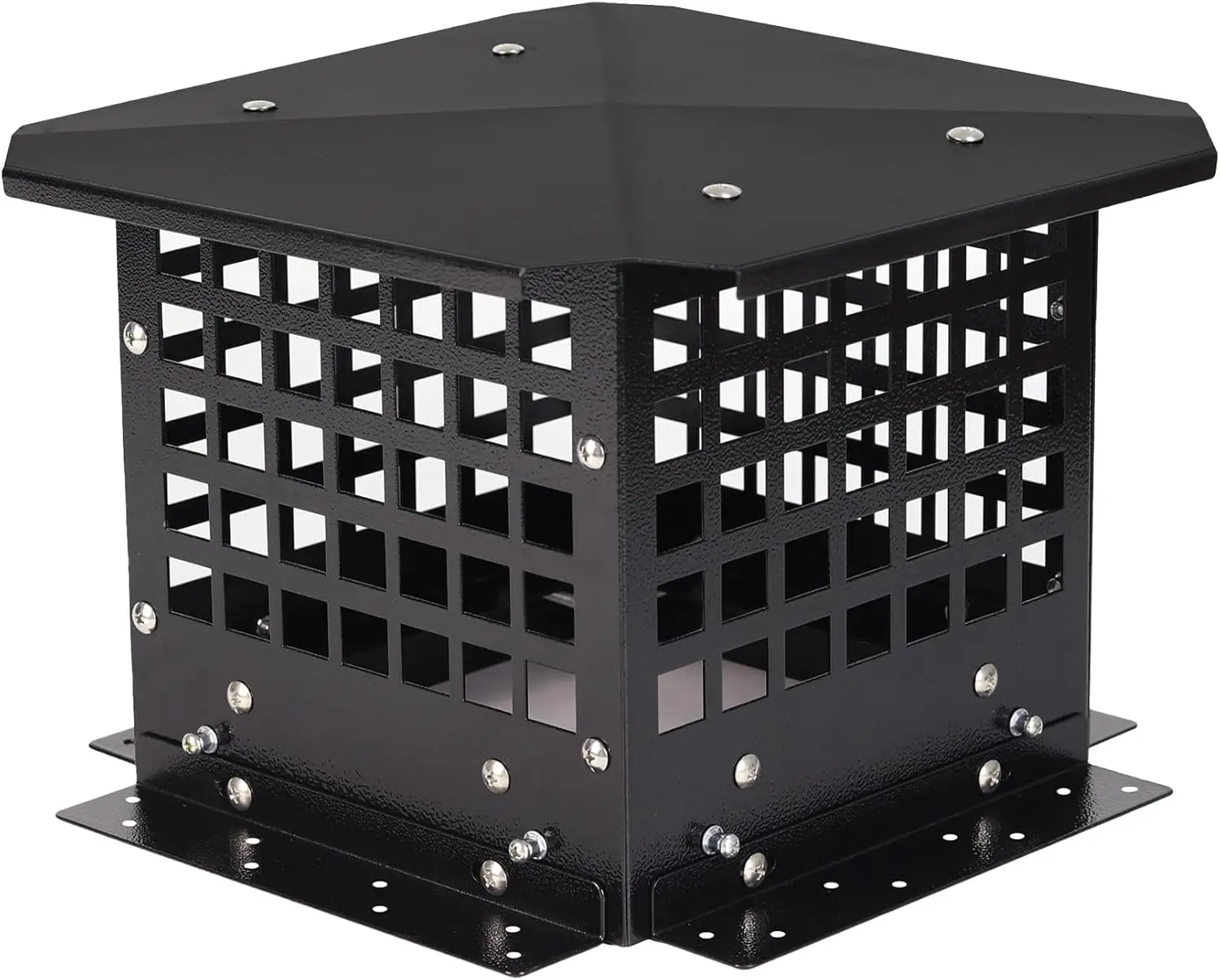 

9x9 Chimney Cap with Adjustable Metal Strips, Black Fireplace Flue Cover