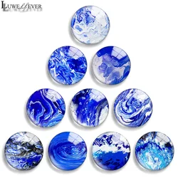 10mm 12mm 20mm 25mm 30mm 40mm 776 Dark Blue Mix Round Glass Cabochon Jewelry Finding 18mm Snap Button Charm Bracelet