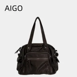 AIGO Vintage Large Capacity Women Luxury Designer Handbag Tote Bag Retro Shoulder Crossbody Bags Quality Punk Bag сумка bolsas