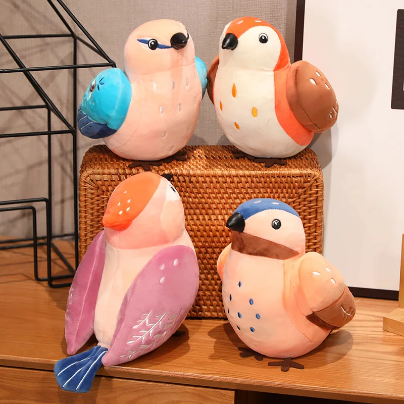 

Simulation Sparrows Plush Toys Kawaii Stuffed Animal Realistic Flying Color Bird Soft Kid Plushie Doll Home Decor for Girls Gift