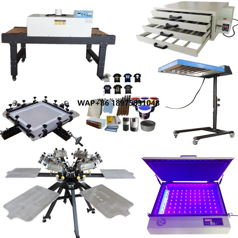 Kits Completos de 6 Cores para Serigrafia Manual de Camisetas, Equipamento de Impressão para Roupas e Tecidos