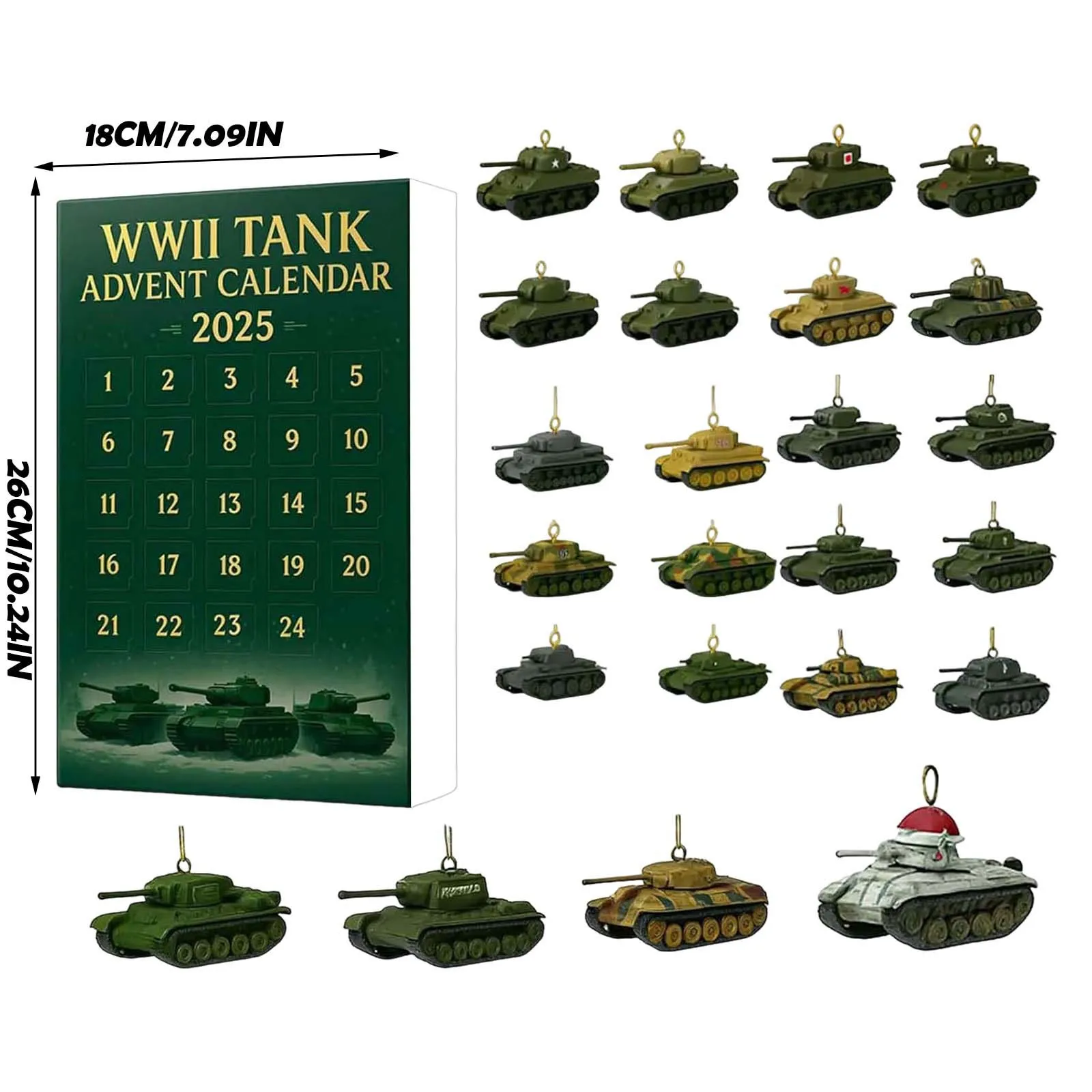 Kalendarz Adwentowy z Czasem do Odliczania do Emerytury 9999 2025 Czołg z II Wojny Światowej Kalendarz Adwentowy z Czołgami 2025 24 Dni Timer na Godziny z Alarmem