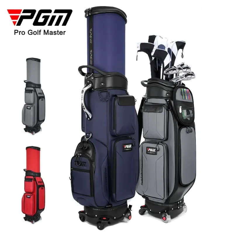 PGM 4 Wheel Golf Bag with Brakes Waterproof Cart Bag Extendable Travel Hood Shoe Pocket QB096