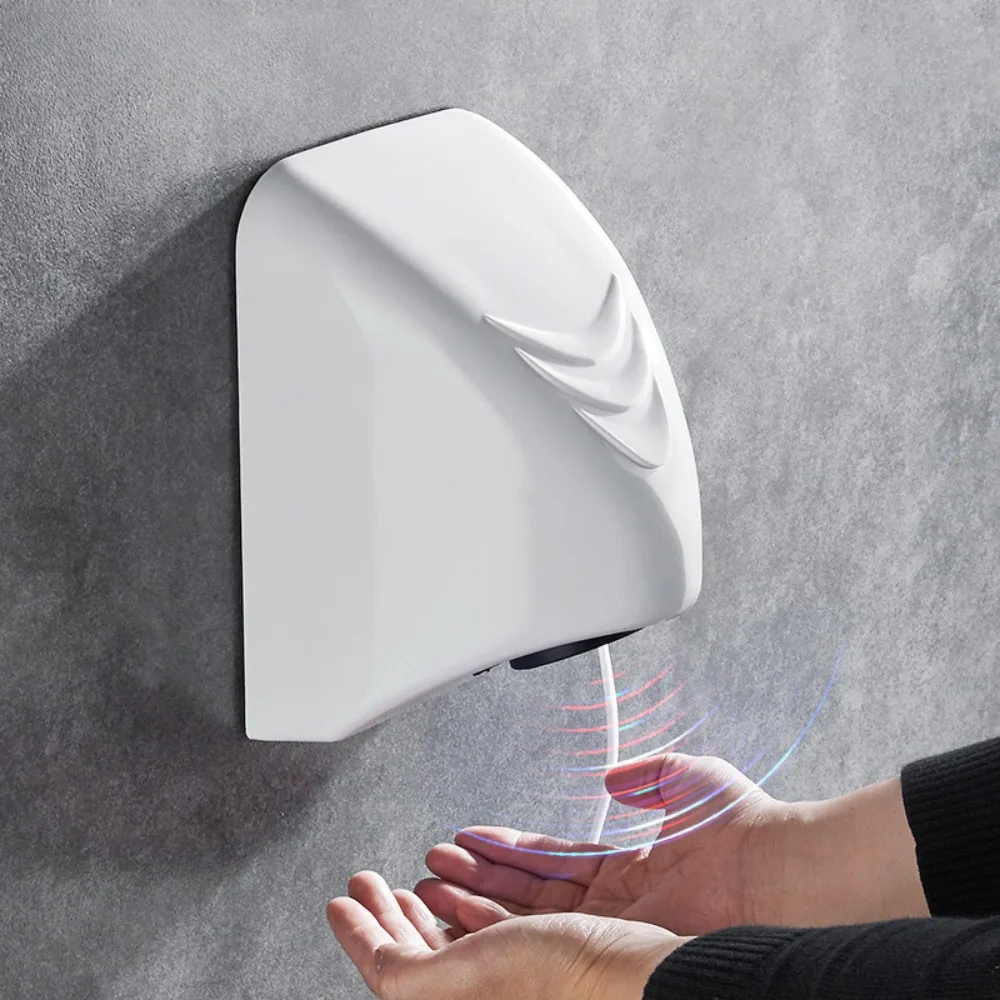 Hands-free Hand Dryer with Automatic Sensor and Temperature Control for Wall Mounting, Ideal for WC Cleaning