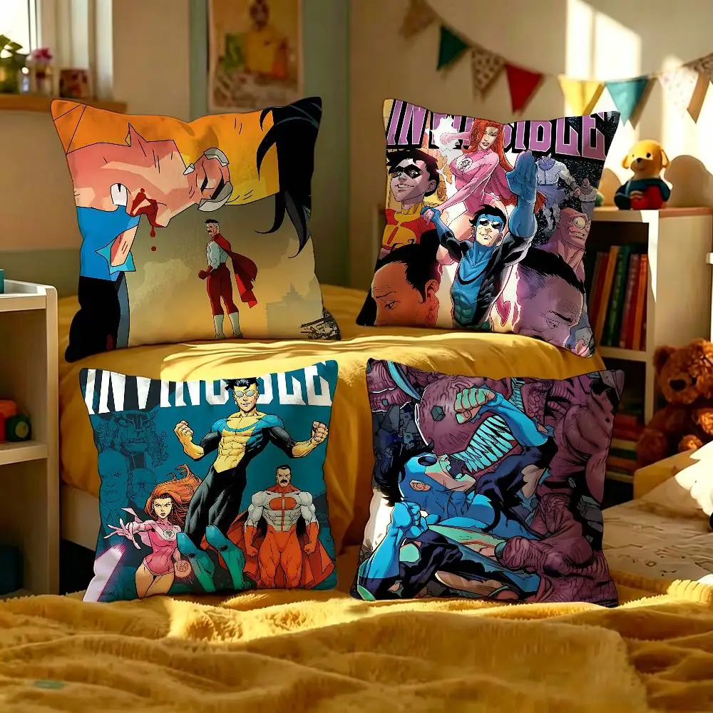 Superhero Series I-Invincible Movie Pillow Covers Cartoon Sofa Decorative Home Double-sided Printing Short Plush Cute Cushion