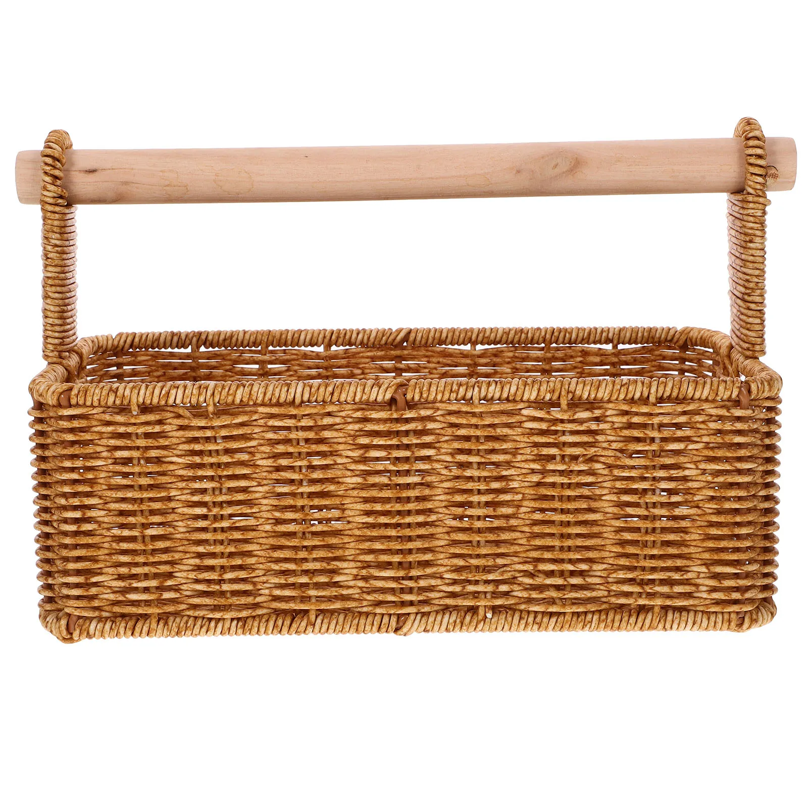 

Imitation Rattan Woven Storage Box Large Size Home Decorative Basket Fruit Bin Portable Baskets For Bedroom Living Room Office