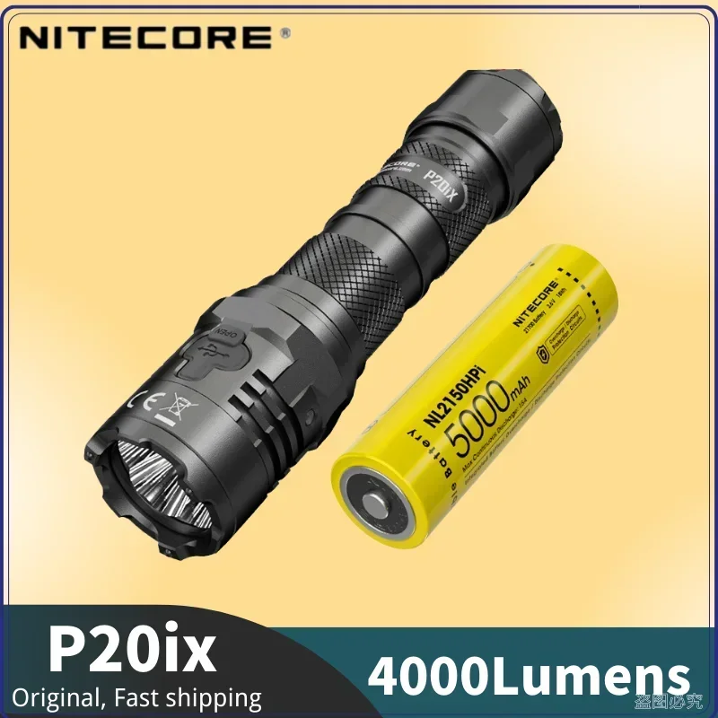 NITECORE P20iX USB-C Rechargeable Flashlights Super Bright Military Tactical Flashlight 4000 lumens 5000mAh NL2150HPi Battery