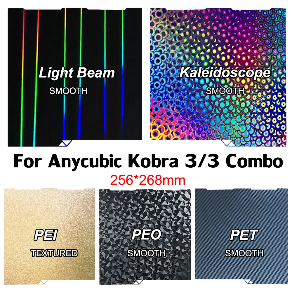 

PEI Sheet PEO PET for Anycubic Kobra 3 Build Plate 256*268mm Smooth Textured Bed Spring Steel Sheet for Anycubic Kobra 3 Combo