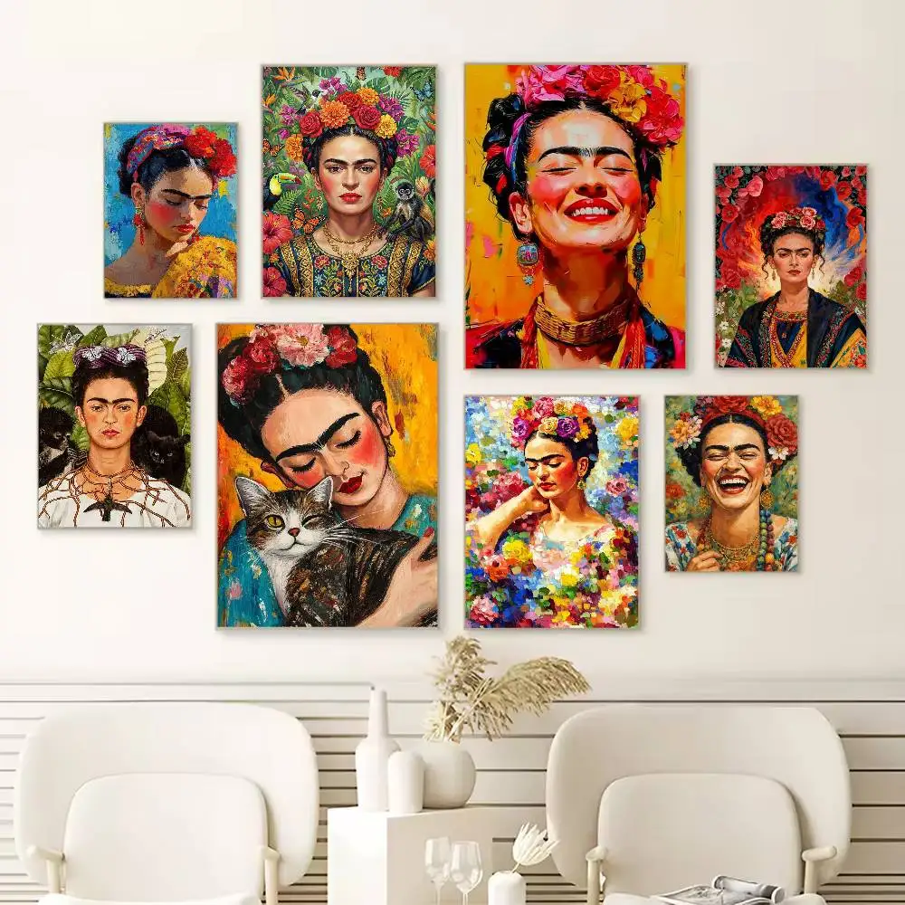 Iconic Mexican Artist F-Frida Kahlos  Poster HD Self Adhesive Waterproof Wall Art Ideal for Home Office Dorm Gift