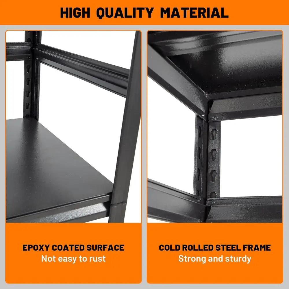 Prateleira de Aço Ajustável de 5 Níveis, 72 Polegadas, Estrutura Robusta para Uso Industrial e em Porões