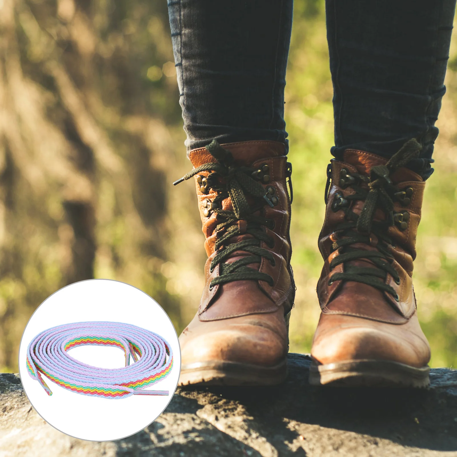 Rainbow Shoelaces Flat Laces for Athletic Shoes Polyester Sneaker Strings Striped Shoe Tie 3D Rainbow Laces