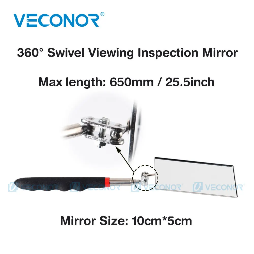 VECONOR Telescoping Pick Up Tool Portable Magnetic Pickup Tool Extendable Tools with Led Light Swivel Viewing Inspection Mirror