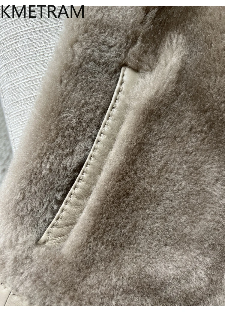 KMETRAM 100 % natürliche Lacon-Wolle, Schaffell-Pelzjacke, Damen, kurz, echter Pelzmantel, Damen-Winterkleidung, 2025 Secoziк Sierra Sierra Sierra