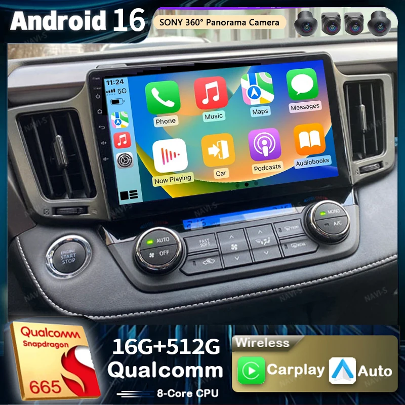 Android 16 For Toyota RAV4 4 XA40 5 XA50 2012-2018 2K QLED Stereo Car Radio Multimedia Video Player Navigation AI Voice CarPlay