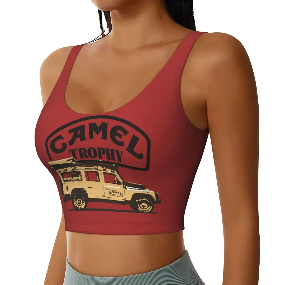 Custom Camel Trophy Sports Bra Women High Impact Workout Yoga Crop Top