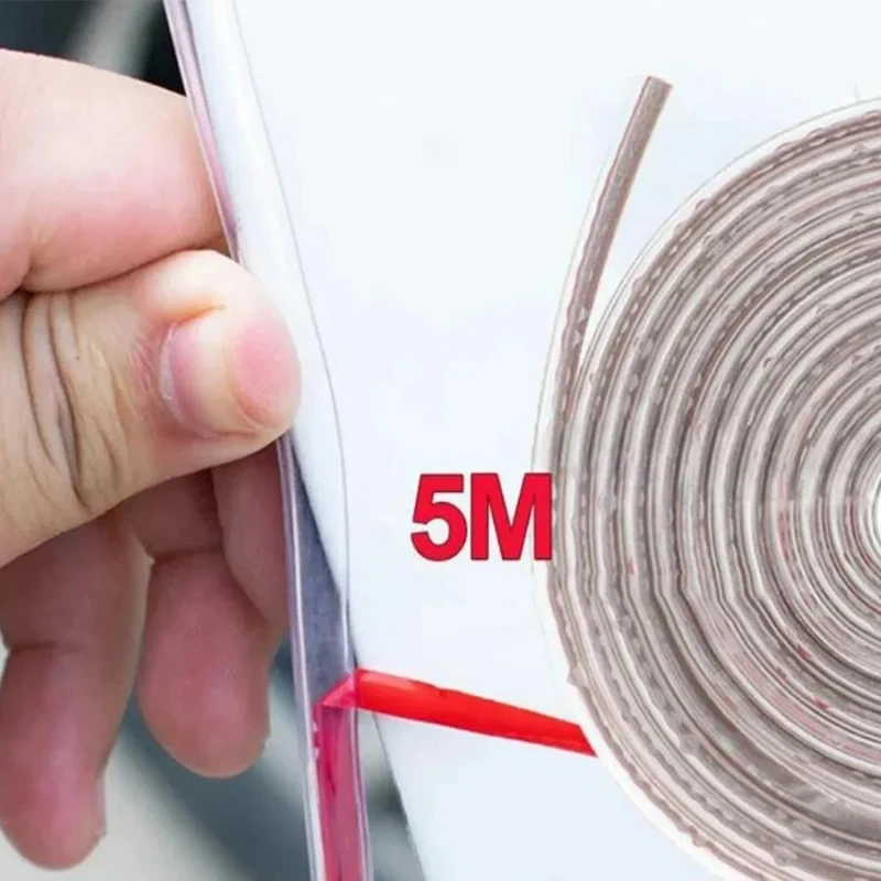 5M Transparent Car Door Edge PVC Scratch Protector Strips Car Anti-collision Sealing Strip Door Anti-scratch Transparent Strip