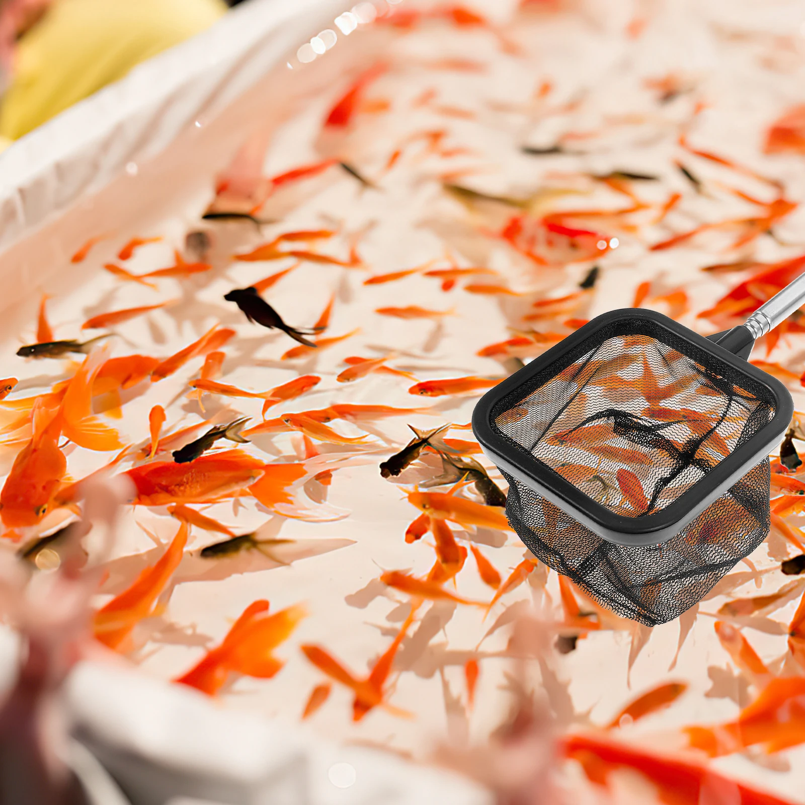 

Black Stainless Steel Fishing Net with Replaceable Mesh Long Handle Portable Landing Pole for Fly Fishing Kayak Fish Tank Net