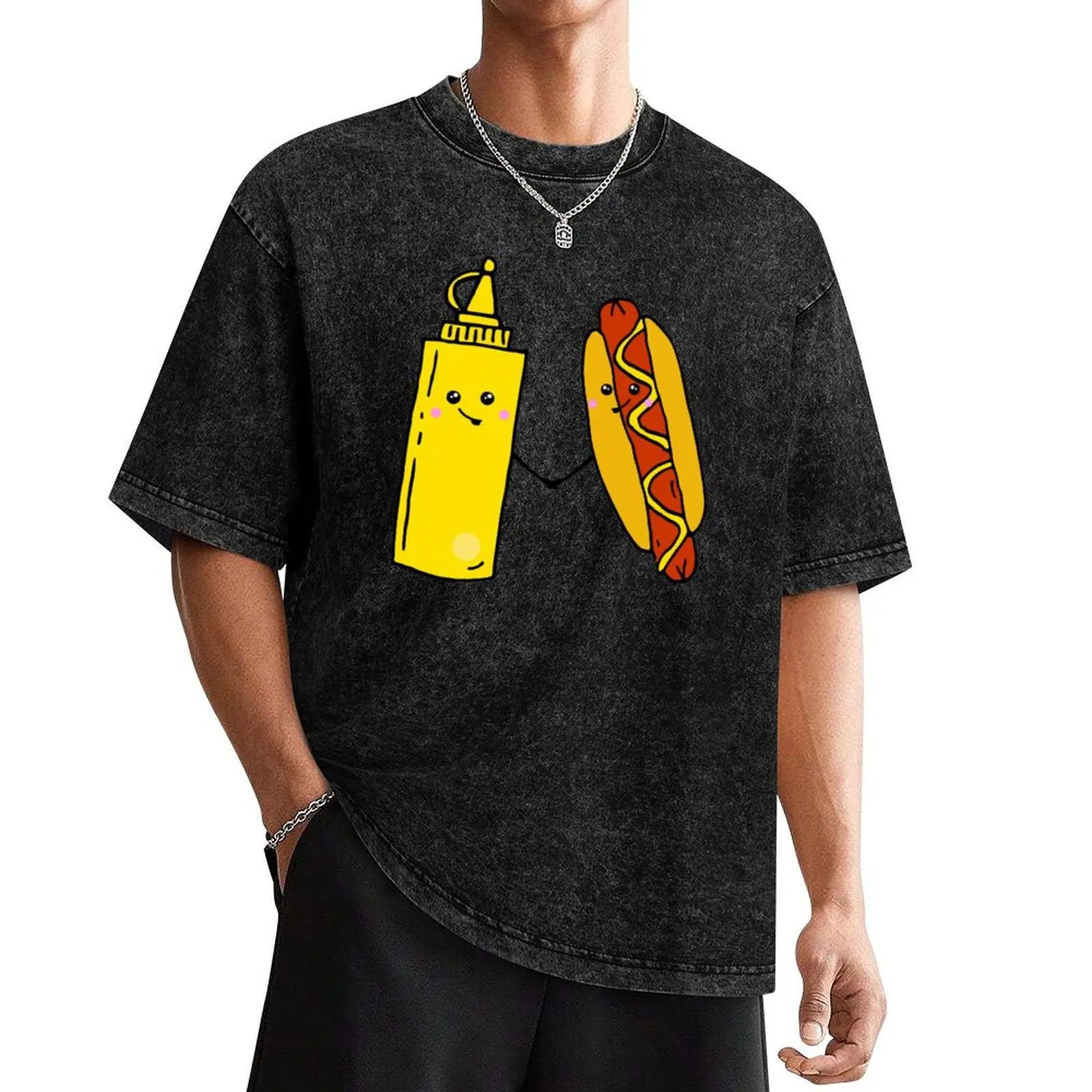 Hot Dog and Mustard Food Love T-Shirt vintage oversized graphic tee mens vintage t shirts