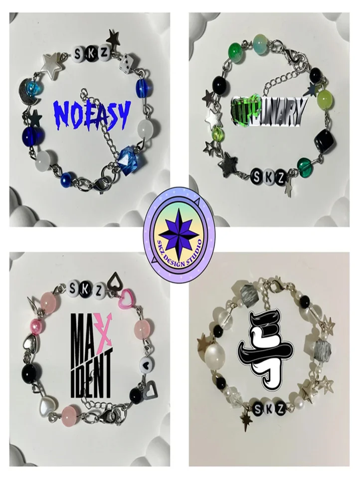 Stray Kids Oddinary, Noeasy, Maxident, pulseiras inspiradas em 5