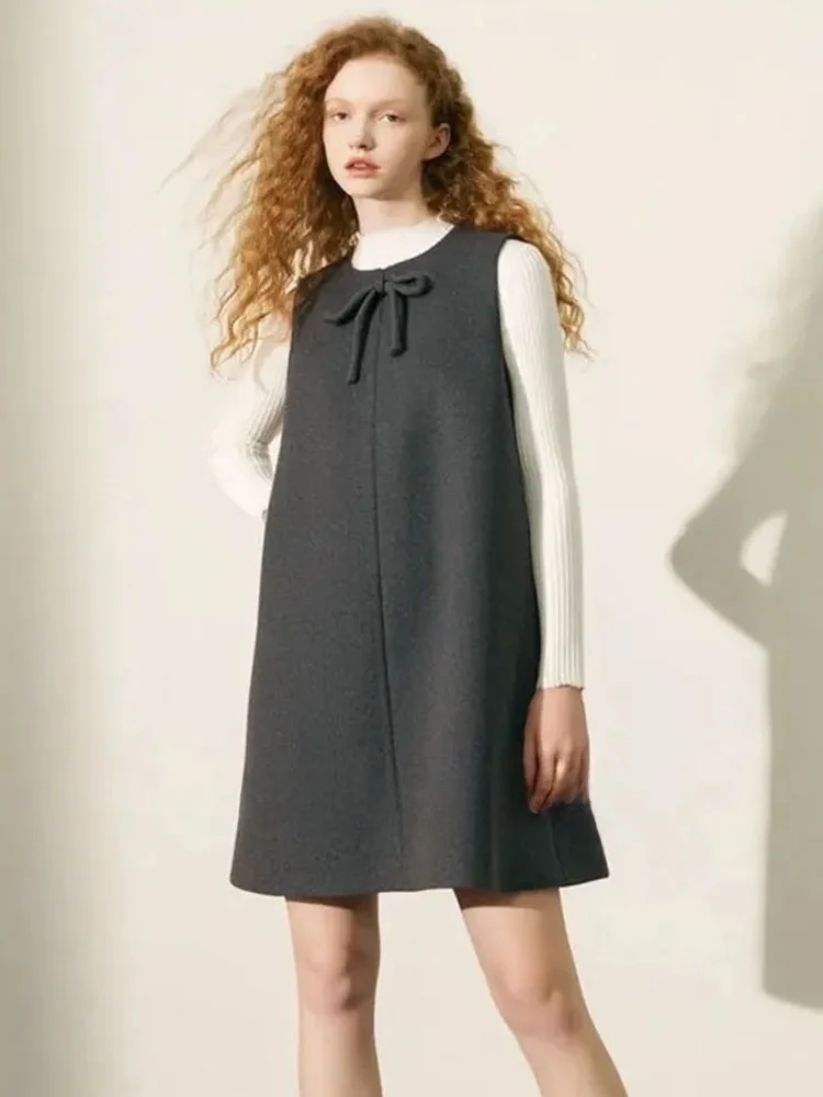 

Женский жилет ZhuoZhi из премиального вельветового трикотажа с бантом, круглым вырезом, из смесовой ткани, с запахом, осенняя новинка, для повседневной носки