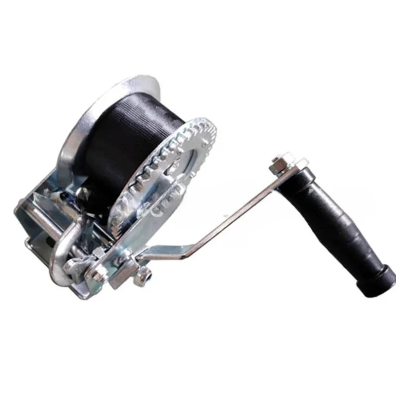 1000LBs Hand Gear Winch Gear Reel with 6 Meters Black Webbing for Truck and Trailers