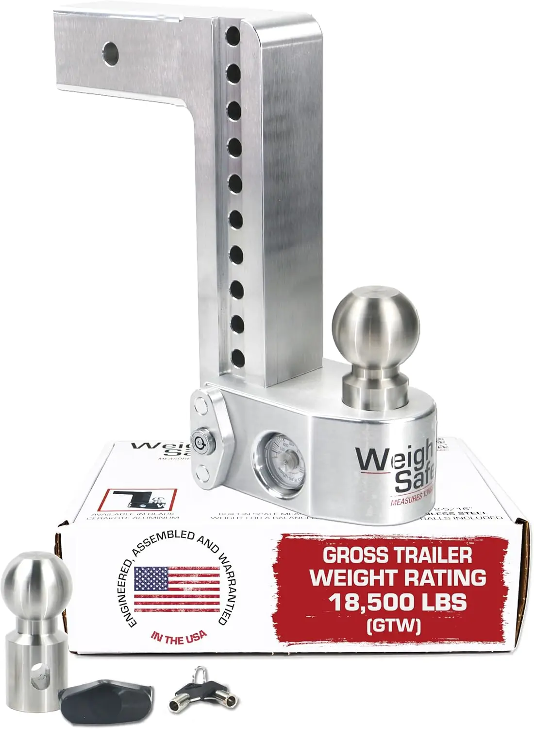 

Алюминиевый регулируемый сцепь прицепа — буксировочный сцепь со встроенной весой языка — совместим с приемниками 2,5 дюйма — падение 10 дюймов,