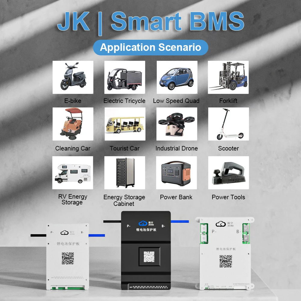 JIKONG Smart BMS Active Balance 1A 2A  18650 Battery 4S 8S 16S 24S 12V 24V 36V 48V with BT RS485 CAN Heat BMS