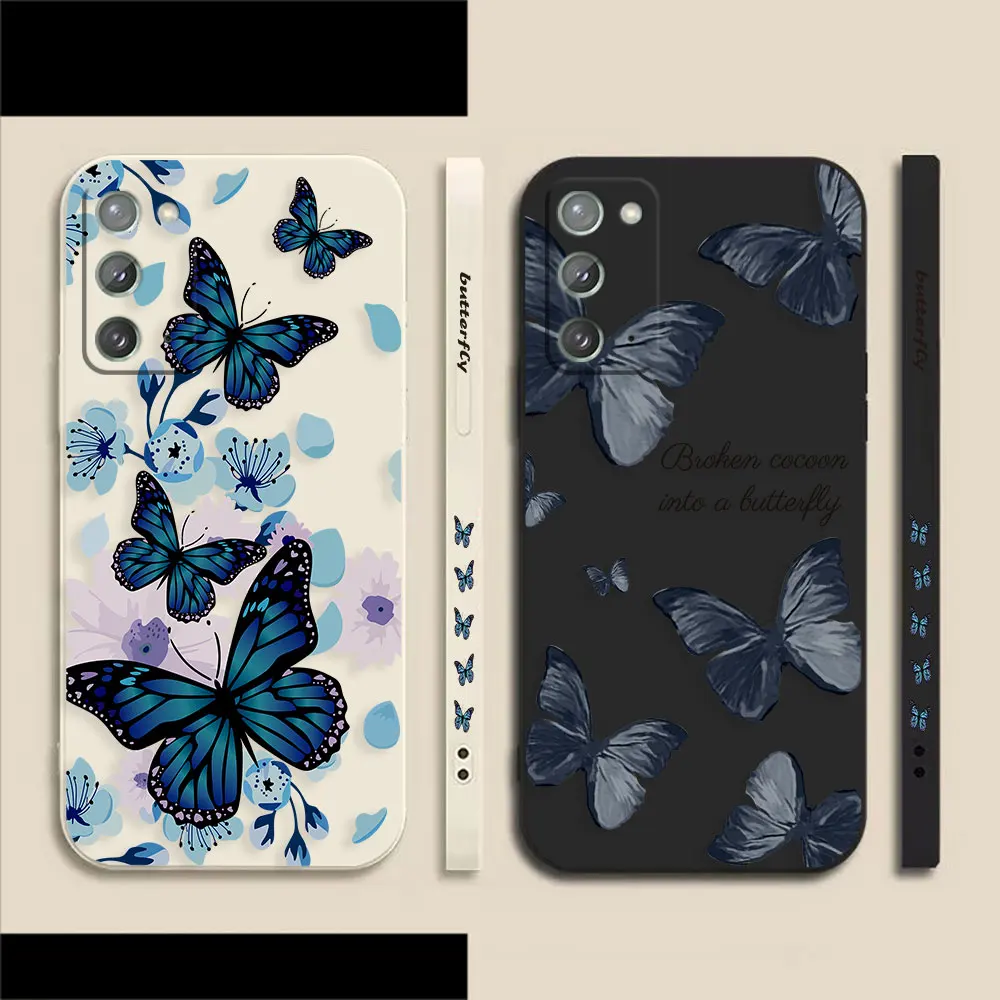 Beautiful Purple Butterfly Phone Case For Samsung A05S A90 A80 A70 A50 A30 A20S A10 Note 20 10 Pro Plus Lite Ultra 4G 5G Case
