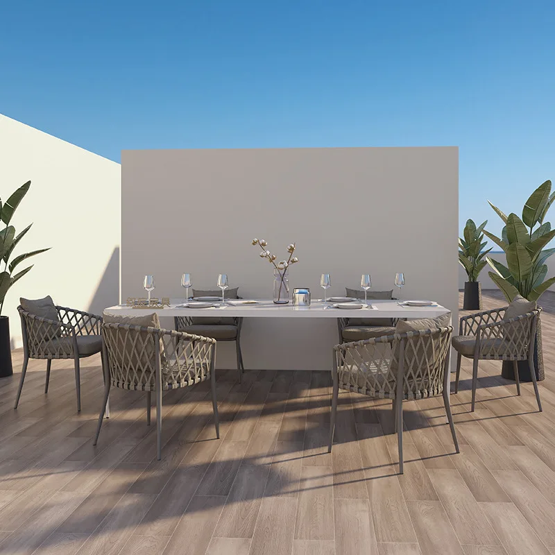

Nordic outdoor leisure rattan dining table and chair balcony garden courtyard rattan chair cafe table and chair rattan furniture
