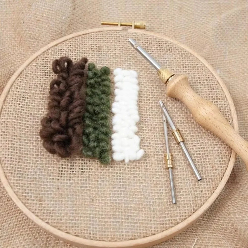 2.5mm/3.5mm/5mm Punch Needle Set Wooden Handle Creative Embroidery Stitch Pen Changeable Head DIY Craft Punch Stitching Kit