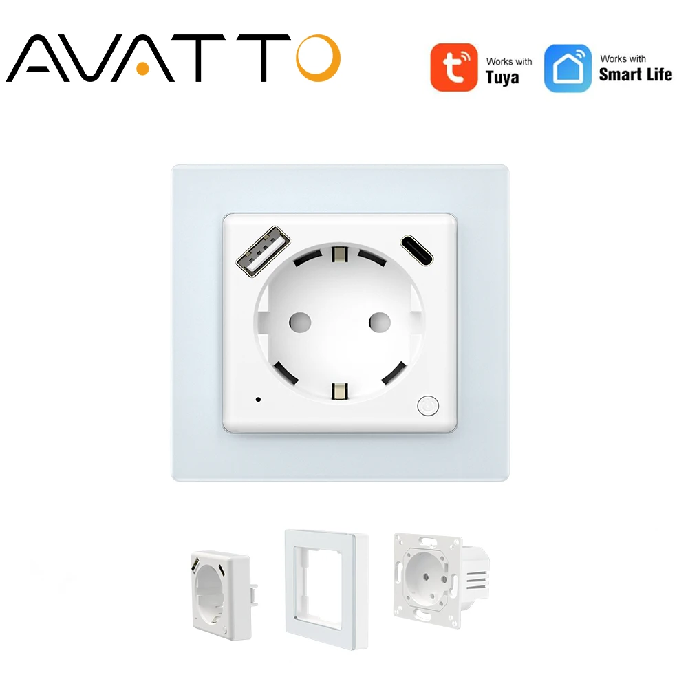 

AVATTO EU Socket with USB/Type-C,Support Energy Monitor,Work for Alexa Google Home.