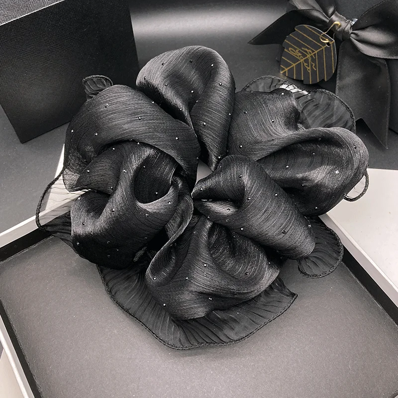 Hochwertiges Mode-Haarband mit Strass-Netz, Haargummi für Pferdeschwänze, Voluminöses Haarband – Detail 4