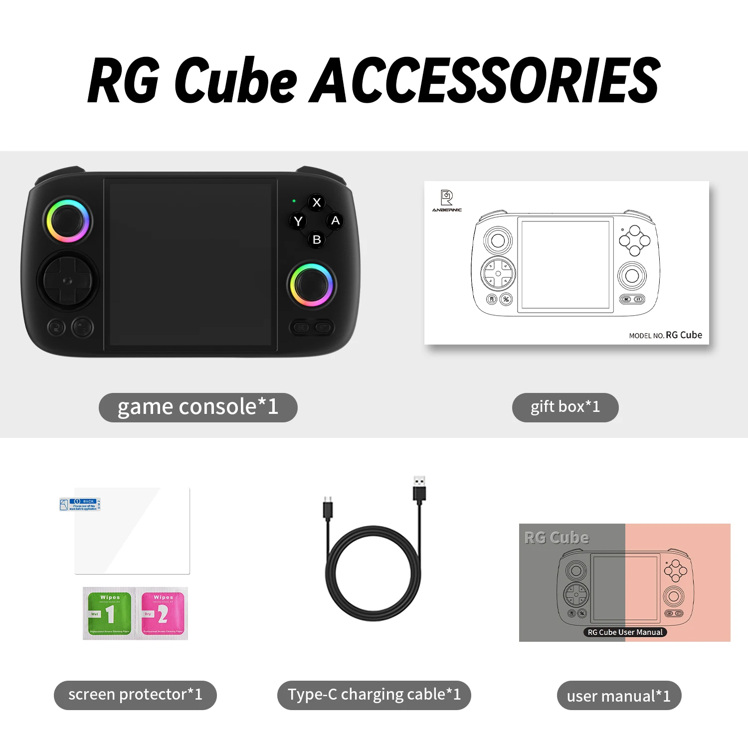 ANBERNIC RG Cube Retro Game Console Handheld Game Player 8 + 128G Multi-Touchscreen Android 13 Systeem Video Game Console 5200mAh