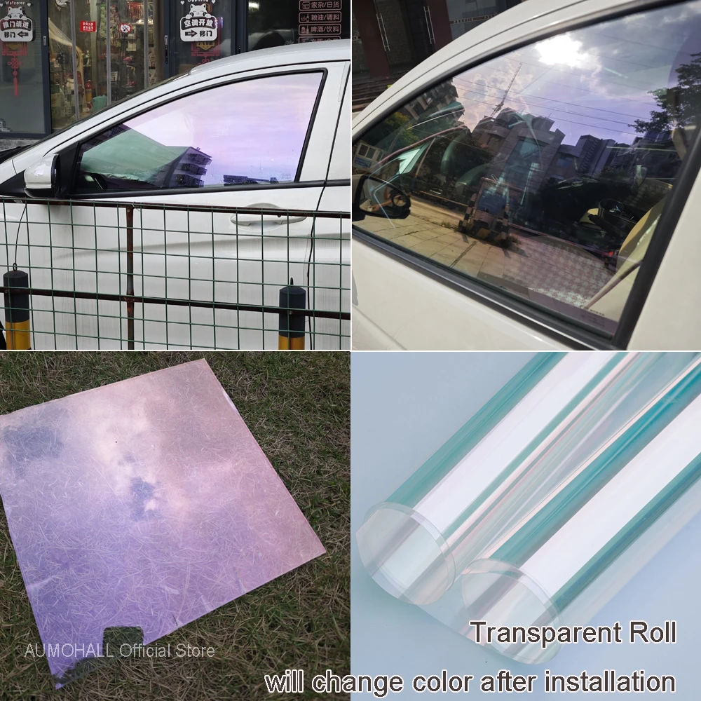 

50cmX300cm VLT 84% Clear to Violet Chameleon Car Side Window Tint, Pink Purple Color Change Side Window Tinted Solar Film Foil