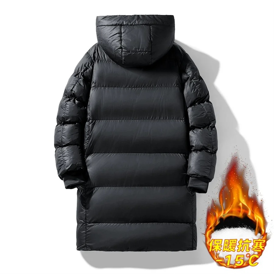 2026 جديد الشتاء الرجال سترات مبطنة بالقطن سميكة الباردة واقية الذكور مقنعين معطف طويل الصلبة الأسود سستة في الهواء الطلق رجل ملابس خارجية