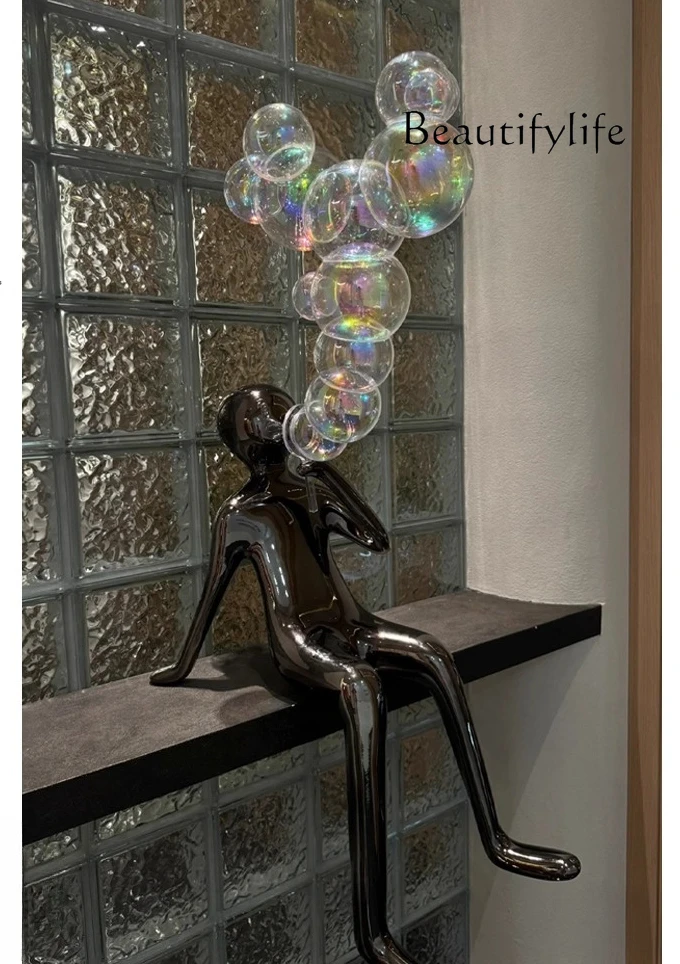 Nordic art figures Sales office Hotel lobby Staircase Living room decoration Floor-to-ceiling ornament