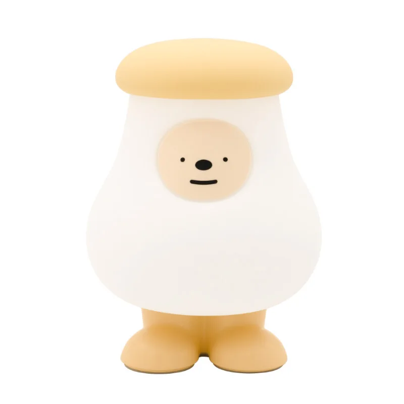 Creative Personality Cartoon Cute Big Head Mushroom Silicone Pat Light Bedroom Bedside Soft Light Simple Timed Sleep Light