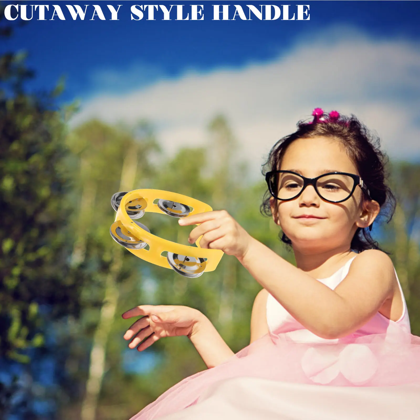 

2Pcs Ergonomic Design Tambourine Instrument Jingles Classroom Band Orchestra Musical Accompaniment Kids Gift Tambourine