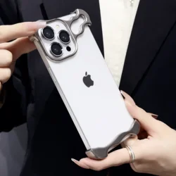 Luxury Metal Titanium Alloy Irregular Phone Case For iPhone 17 13 14 15 16 Pro Max 16e Alien Aluminum Lens Ring Protection Cover