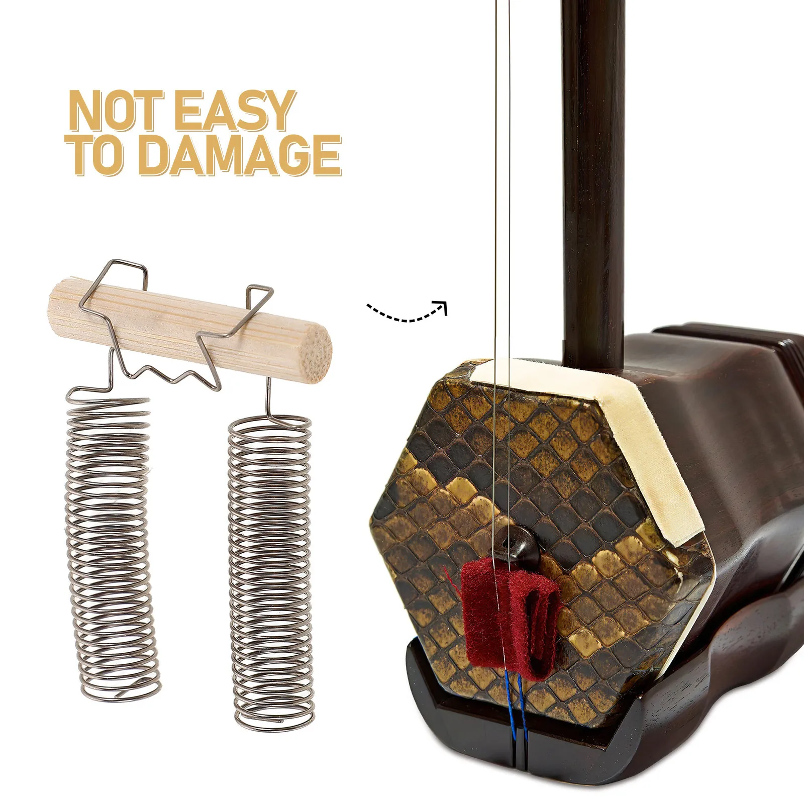 Erhu Metal Spring Bridge with Bamboo Base for Improved Resonance Clarity and Loud Output Ideal for Practice Stage Performance