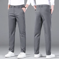 Men's Solid Color Slim Fit Trousers for Summer Leisure, 2024 New Trousers for Business Leisure with Elastic Waist.28-38