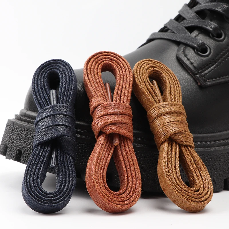 1 Pair Waterproof Waxed Shoelaces Flat Young Men And Women Cotton Shoelace Student Casual Canvas Shoes Black Shoe Laces