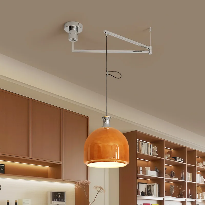 

Rocker Arm Displaceable Restaurant Pendant Light Restaurant Bar Counter Retro Chandelier French Creative High-end Art Hang Lamps