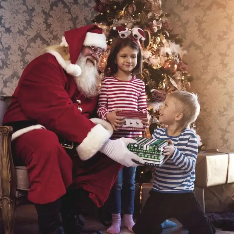 Traje de Papá Noel para adultos, disfraz familiar de 7 piezas para fiesta, Navidad y Año Nuevo